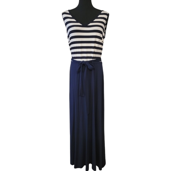 Talbots Sleeveless Striped Maxi Dress Size M - Picture 3 of 6